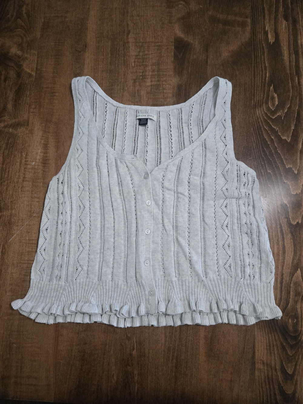 American Eagle Outfitters Light Gray Knit Button-Front Camisole